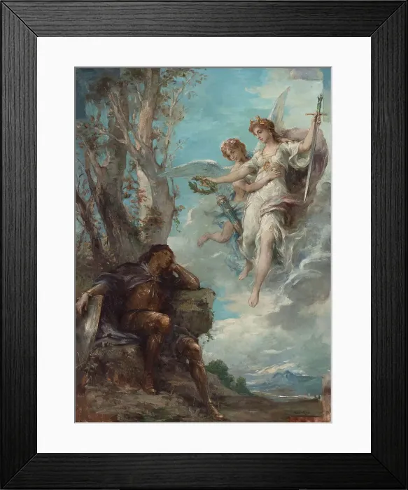 Framed Print : The Knight's Dream. Creator: Henri Leopold Lévy Framed Print : The Knight's Dream. Creator: Henri Leopold Lévy