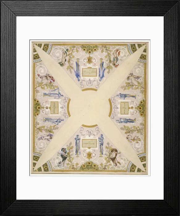 Framed Print : Sketch for the festival staircase at the Hotel de Ville in Paris: October, between 1888 and 1898. Creator: Luc Olivier Merson Framed Print : Sketch for the festival staircase at the Hotel de Ville in Paris: October, between 1888 and 1898. Creator: Luc Olivier Merson