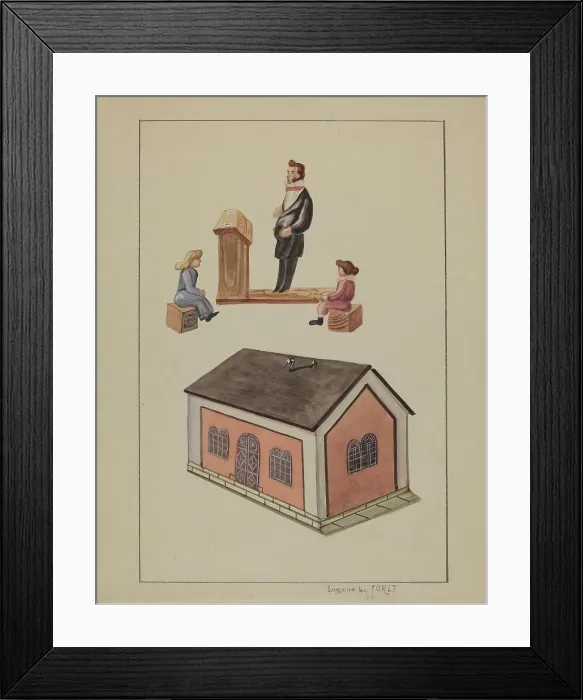 Framed Print : Toy School House, c. 1936. Creator: Eugene La Foret Framed Print : Toy School House, c. 1936. Creator: Eugene La Foret