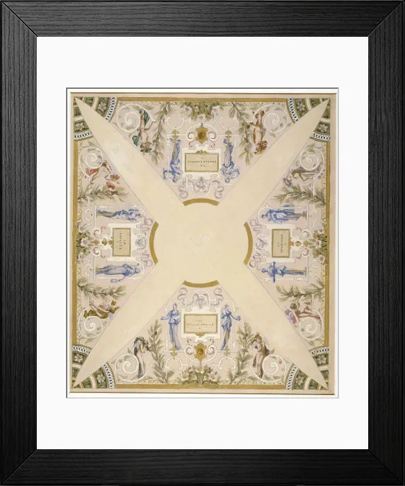 Framed Print : Sketch for the festival staircase at the Hotel de Ville in Paris: December, between 1888 and 1898. Creator: Luc Olivier Merson Framed Print : Sketch for the festival staircase at the Hotel de Ville in Paris: December, between 1888 and 1898. Creator: Luc Olivier Merson