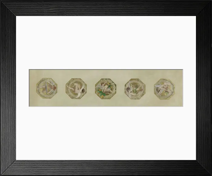 Framed Print : Sketch for the festival staircase at the Hotel de Ville in Paris: The geniuses.. 1888-1898. Creator: Luc Olivier Merson Framed Print : Sketch for the festival staircase at the Hotel de Ville in Paris: The geniuses.. 1888-1898. Creator: Luc Olivier Merson