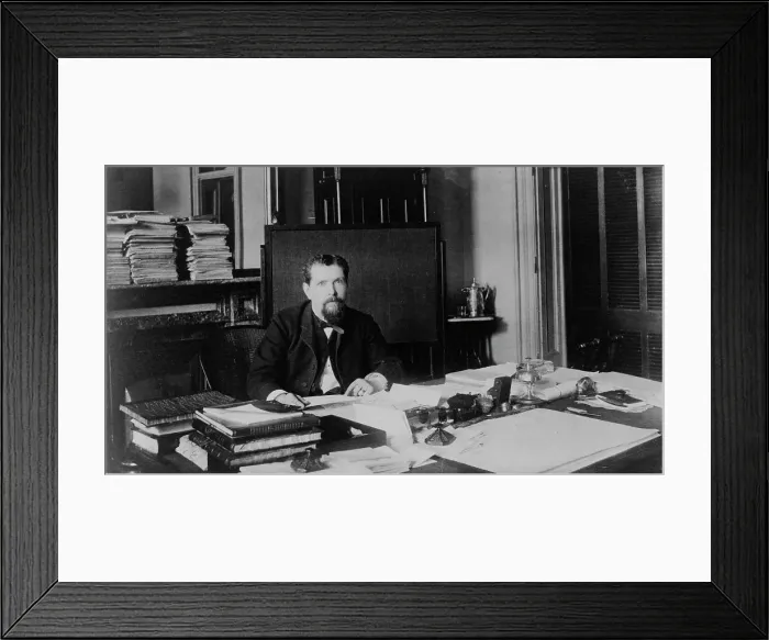 Framed Print : Mr. McClelland(?), Treasury Department employee, half-length portrait, seat... between 1884 and 1930 Creator: Frances Benjamin Johnston Framed Print : Mr. McClelland(?), Treasury Department employee, half-length portrait, seat... between 1884 and 1930 Creator: Frances Benjamin Johnston