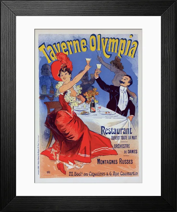 Framed Print : Affiche pour la Taverne Olympia'. c1900. Creator: Jules Cheret. Affiche pour la Taverne Olympia'. c1900. Creator: Jules Cheret Framed Print : Affiche pour la Taverne Olympia'. c1900. Creator: Jules Cheret. Affiche pour la Taverne Olympia'. c1900. Creator: Jules Cheret