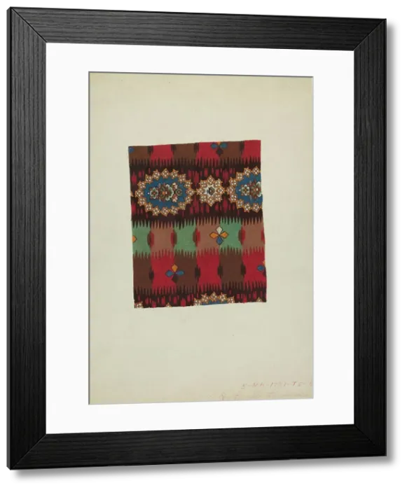 Framed Print : Printed Textile, c. 1938. Creator: Lucille Lacoursiere Framed Print : Printed Textile, c. 1938. Creator: Lucille Lacoursiere