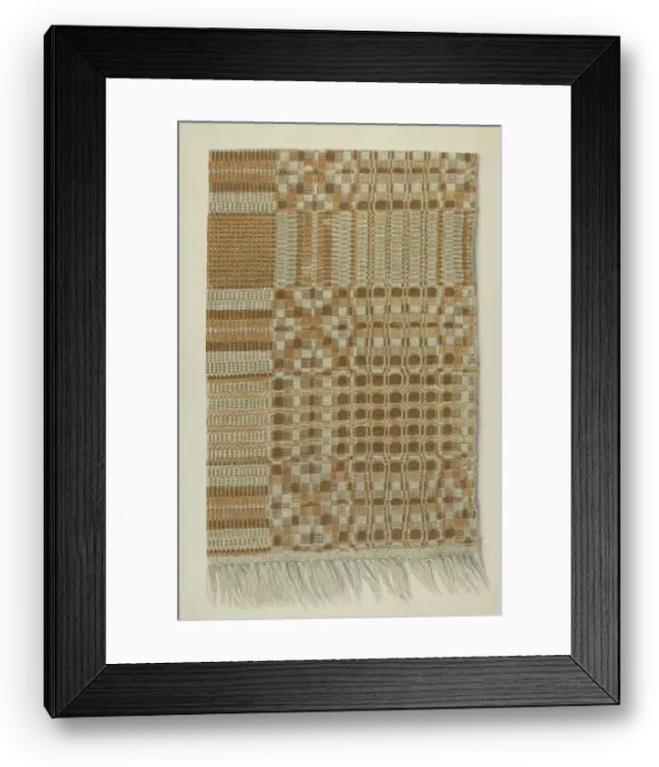 Framed Print : Woven Coverlet, c. 1938. Creator: Lucille Lacoursiere Framed Print : Woven Coverlet, c. 1938. Creator: Lucille Lacoursiere