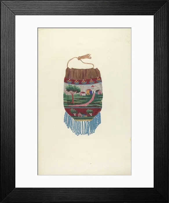 Framed Print : Beaded Bag, c. 1939. Creator: Lucille Lacoursiere