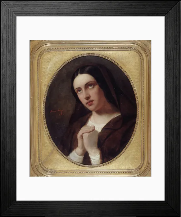 Framed Print : Young woman praying, 1860. Creator: Henry Scheffer Framed Print : Young woman praying, 1860. Creator: Henry Scheffer