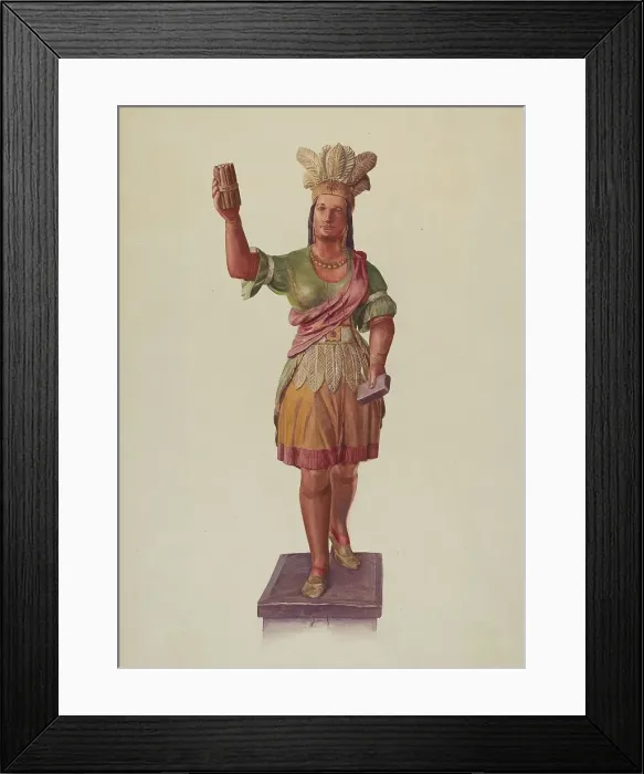 Framed Print : Cigar Store Pocahontas, 1935 / 1942. Creator: Lucille Lacoursiere Framed Print : Cigar Store Pocahontas, 1935 / 1942. Creator: Lucille Lacoursiere