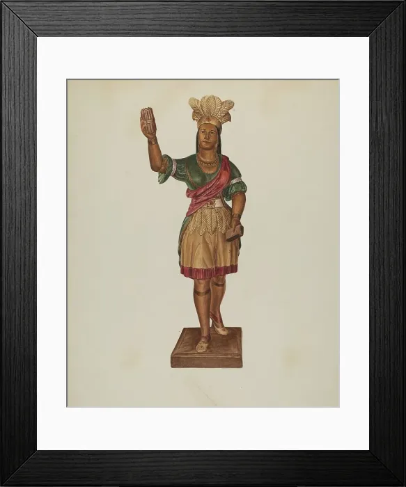 Framed Print : Cigar Store Indian, c. 1938. Creator: Lucille Lacoursiere Framed Print : Cigar Store Indian, c. 1938. Creator: Lucille Lacoursiere