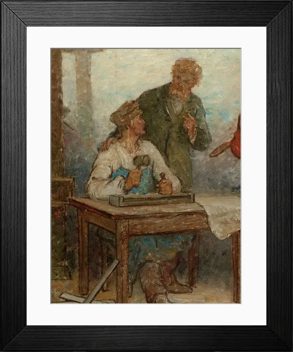 Framed Print : Benvenuto Cellini, 16th century artist, admiring products of modern art: Fabrics: Sketch... 1880. Creator: Edmond Eugene Valton Framed Print : Benvenuto Cellini, 16th century artist, admiring products of modern art: Fabrics: Sketch... 1880. Creator: Edmond Eugene Valton