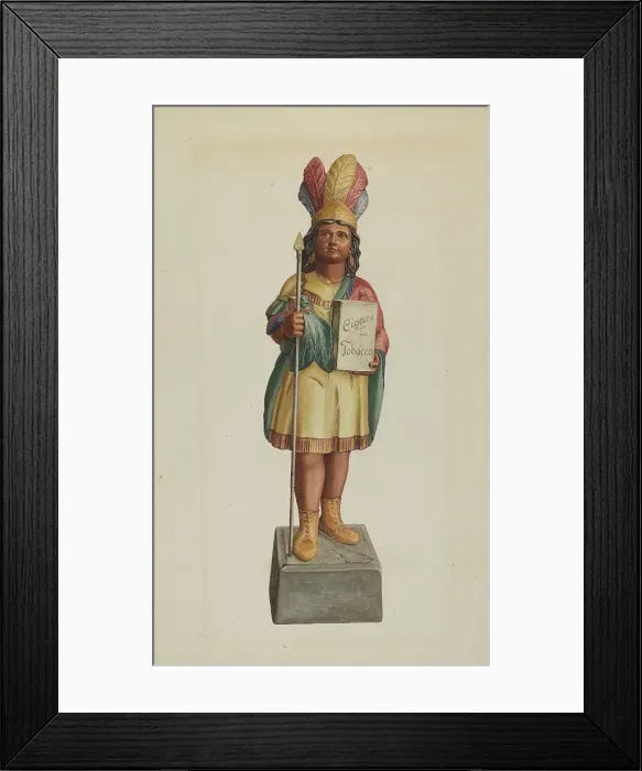 Framed Print : Cigar Store Indian, c. 1938. Creator: Lucille Lacoursiere Framed Print : Cigar Store Indian, c. 1938. Creator: Lucille Lacoursiere