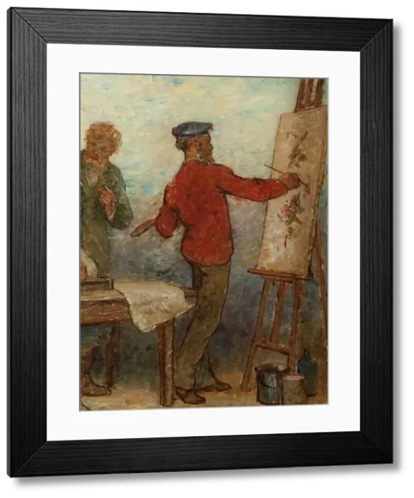 Framed Print : Benvenuto Cellini, 16th century artist, admiring products of modern art: Fabrics: Sketch... 1880. Creator: Edmond Eugene Valton Framed Print : Benvenuto Cellini, 16th century artist, admiring products of modern art: Fabrics: Sketch... 1880. Creator: Edmond Eugene Valton