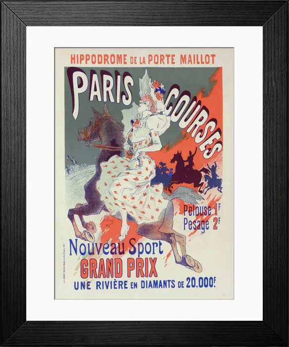 Framed Print : Affiche pour l'Hippodrome de la Porte-Maillot, Paris-Courses'. c1897. Creator: Jules Cheret. Affiche pour l'Hippodrome de la Porte-Maillot, Paris-Courses'. c1897. Creator: Jules Cheret