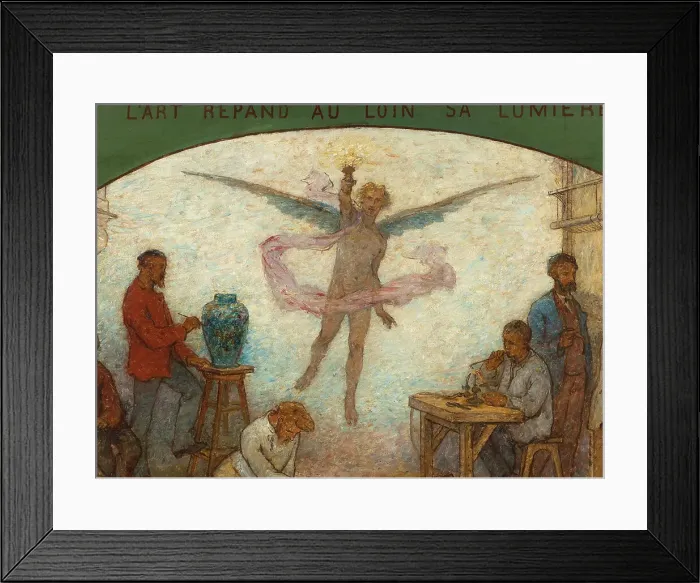 Framed Print : Art spreads its light far and wide: Crafts and industrial design: Sketch for the drawing... 1880. Creator: Edmond Eugene Valton Framed Print : Art spreads its light far and wide: Crafts and industrial design: Sketch for the drawing... 1880. Creator: Edmond Eugene Valton