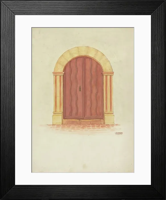 Framed Print : Mission Doors, 1935 / 1942. Creator: Warren W. Lemmon Framed Print : Mission Doors, 1935 / 1942. Creator: Warren W. Lemmon