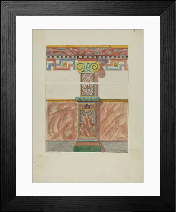 Framed Print : Painted Wall Decoration, Detail of Pilaster, c. 1936. Creator: Warren W. Lemmon Framed Print : Painted Wall Decoration, Detail of Pilaster, c. 1936. Creator: Warren W. Lemmon