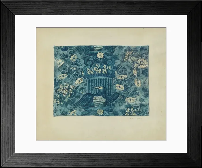 Framed Print : Printed Textile, c. 1938. Creator: Sidney Liswood Framed Print : Printed Textile, c. 1938. Creator: Sidney Liswood