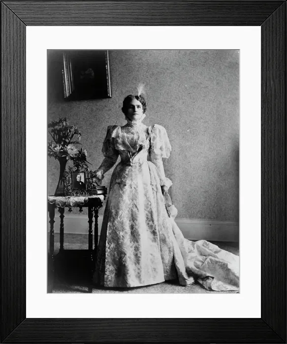 Framed Print : Ida S. McKinley, full-length portrait, standing, facing front, between 1890(?) and 1900(?). Creator: Frances Benjamin Johnston Framed Print : Ida S. McKinley, full-length portrait, standing, facing front, between 1890(?) and 1900(?). Creator: Frances Benjamin Johnston
