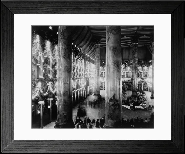 Framed Print : Inaugural decorations, McKinley inauguration, Pension Building, 1898. Creator: Frances Benjamin Johnston Framed Print : Inaugural decorations, McKinley inauguration, Pension Building, 1898. Creator: Frances Benjamin Johnston