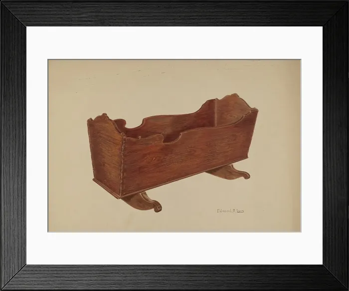 Framed Print : Wooden Cradle, c. 1938. Creator: Edmond Lorts Framed Print : Wooden Cradle, c. 1938. Creator: Edmond Lorts