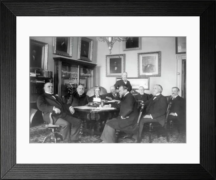 Framed Print : McKinley & cabinet, between 1897 and 1901. Creator: Frances Benjamin Johnston. McKinley & cabinet, between 1897 and 1901. Creator: Frances Benjamin Johnston Framed Print : McKinley & cabinet, between 1897 and 1901. Creator: Frances Benjamin Johnston. McKinley & cabinet, between 1897 and 1901. Creator: Frances Benjamin Johnston