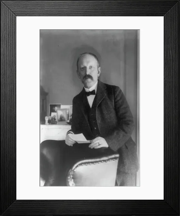 Framed Print : William Woodville Rockhill, half-length portrait, standing, facing left, between 1890 and 1910. Creator: Frances Benjamin Johnston Framed Print : William Woodville Rockhill, half-length portrait, standing, facing left, between 1890 and 1910. Creator: Frances Benjamin Johnston