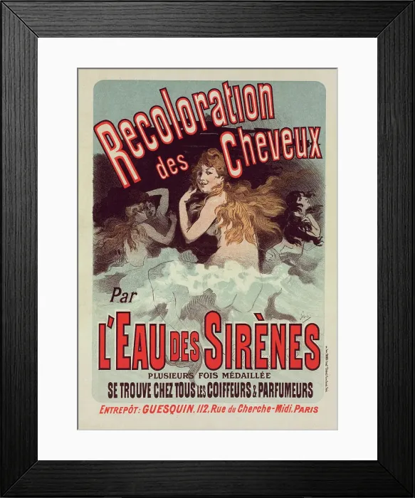 Framed Print : Affiche pour l Eau de Sirènes, c1899. Creator: Jules Cheret. Affiche pour l Eau de Sirènes, c1899. Creator: Jules Cheret Framed Print : Affiche pour l Eau de Sirènes, c1899. Creator: Jules Cheret. Affiche pour l Eau de Sirènes, c1899. Creator: Jules Cheret