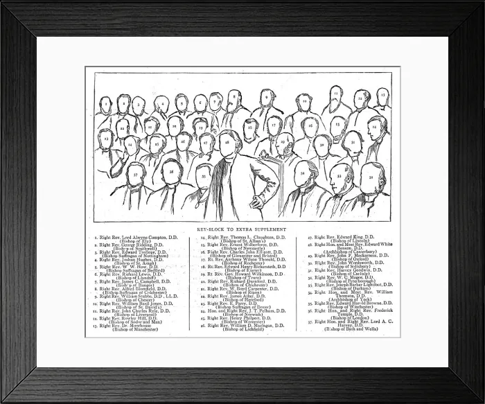 Framed Print : Key to The Archbishops and Bishops of the Church of England, 1886. Creator: Unknown Framed Print : Key to The Archbishops and Bishops of the Church of England, 1886. Creator: Unknown