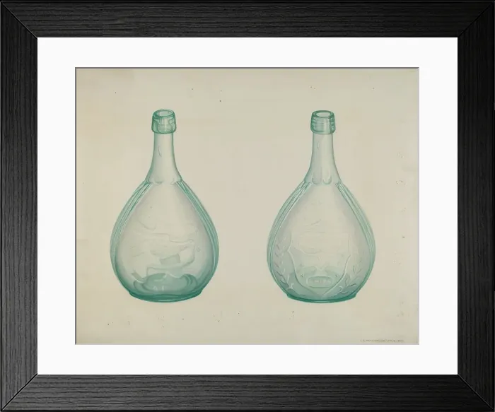 Framed Print : Green Whiskey Bottle, c. 1941. Creator: Loraine Makimson Framed Print : Green Whiskey Bottle, c. 1941. Creator: Loraine Makimson