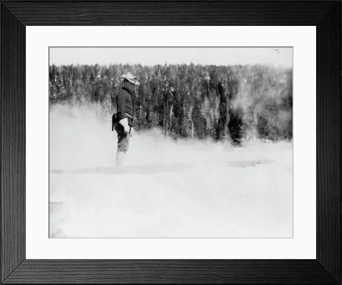 Framed Print : Cavalryman guard at Midway geyser basin, Yellowstone National Park, 1903. Creator: Frances Benjamin Johnston Framed Print : Cavalryman guard at Midway geyser basin, Yellowstone National Park, 1903. Creator: Frances Benjamin Johnston