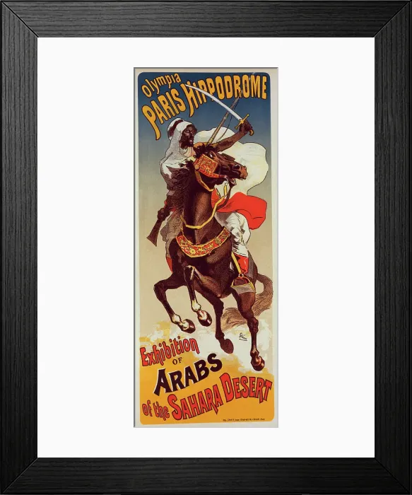 Framed Print : Affiche pour Paris-Hippodrome : Exhibition d'Arabes du Sahara, c1899. Creator: Jules Cheret. Affiche pour Paris-Hippodrome : Exhibition d'Arabes du Sahara, c1899. Creator: Jules Cheret Framed Print : Affiche pour Paris-Hippodrome : Exhibition d'Arabes du Sahara, c1899. Creator: Jules Cheret. Affiche pour Paris-Hippodrome : Exhibition d'Arabes du Sahara, c1899. Creator: Jules Cheret