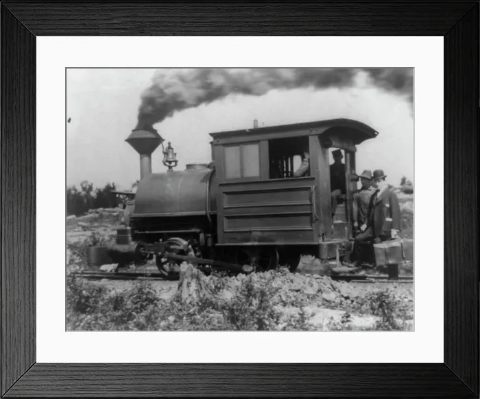 Framed Print : Locomotive on the Mesabi Range in northeast Minnesota, 1903. Creator: Frances Benjamin Johnston Framed Print : Locomotive on the Mesabi Range in northeast Minnesota, 1903. Creator: Frances Benjamin Johnston