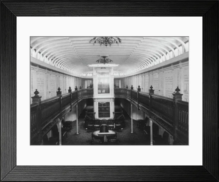 Framed Print : Interior view of galleried central parlor with clerestory, c1900. Creator: Frances Benjamin Johnston Framed Print : Interior view of galleried central parlor with clerestory, c1900. Creator: Frances Benjamin Johnston