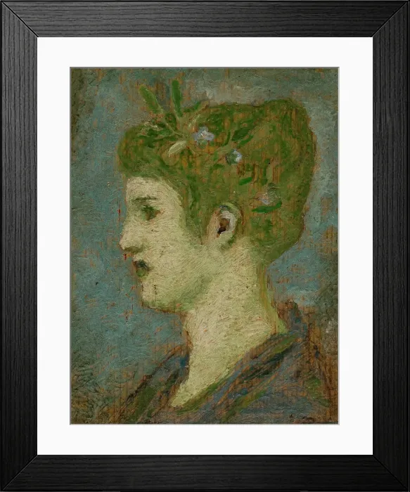 Framed Print : Head of a woman crowned with foliage, left profile, c1880. Creator: Henry Cros Framed Print : Head of a woman crowned with foliage, left profile, c1880. Creator: Henry Cros