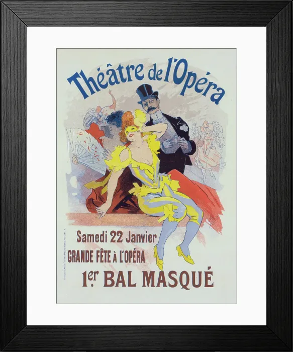 Framed Print : Poster for the 1er. bal masqué, la Grande Fête à l'Opéra, 22 janvier. c1898. Creator: Jules Cheret Framed Print : Poster for the 1er. bal masqué, la Grande Fête à l'Opéra, 22 janvier. c1898. Creator: Jules Cheret