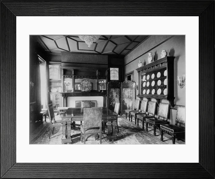 Framed Print : Dining hall in home of Senator Philander Knox, Washington, D.C. between 1890 and 1950. Creator: Frances Benjamin Johnston Framed Print : Dining hall in home of Senator Philander Knox, Washington, D.C. between 1890 and 1950. Creator: Frances Benjamin Johnston