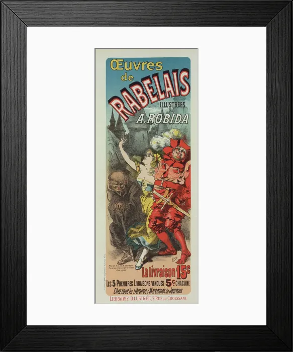 Framed Print : Affiche pour la publication des oeuvres de Rabelais'. c1898. Creator: Jules Cheret Framed Print : Affiche pour la publication des oeuvres de Rabelais'. c1898. Creator: Jules Cheret