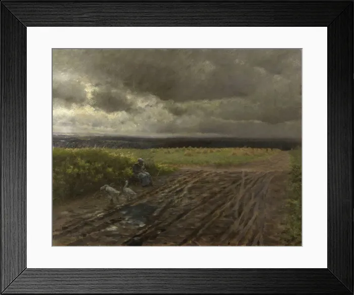 Framed Print : The goose girl, 1884. Creator: Giuseppe de Nittis Framed Print : The goose girl, 1884. Creator: Giuseppe de Nittis