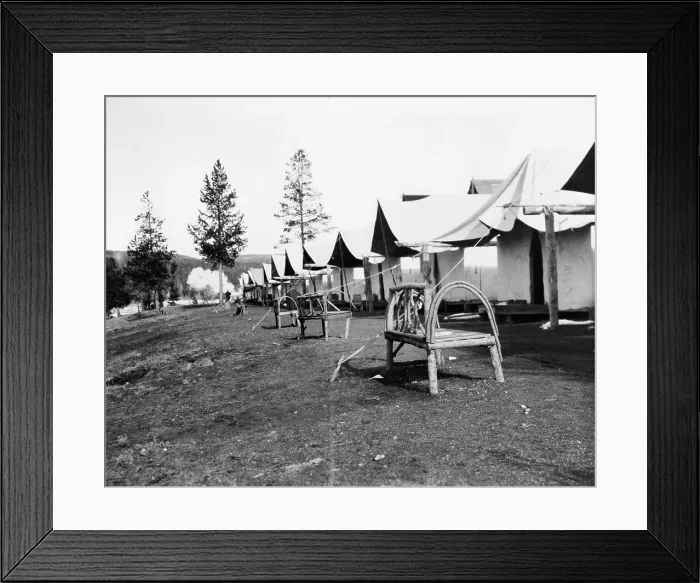 Framed Print : Tourist accommodations in Upper Geyser Basin, Yellowstone Park, 1903. Creator: Frances Benjamin Johnston Framed Print : Tourist accommodations in Upper Geyser Basin, Yellowstone Park, 1903. Creator: Frances Benjamin Johnston