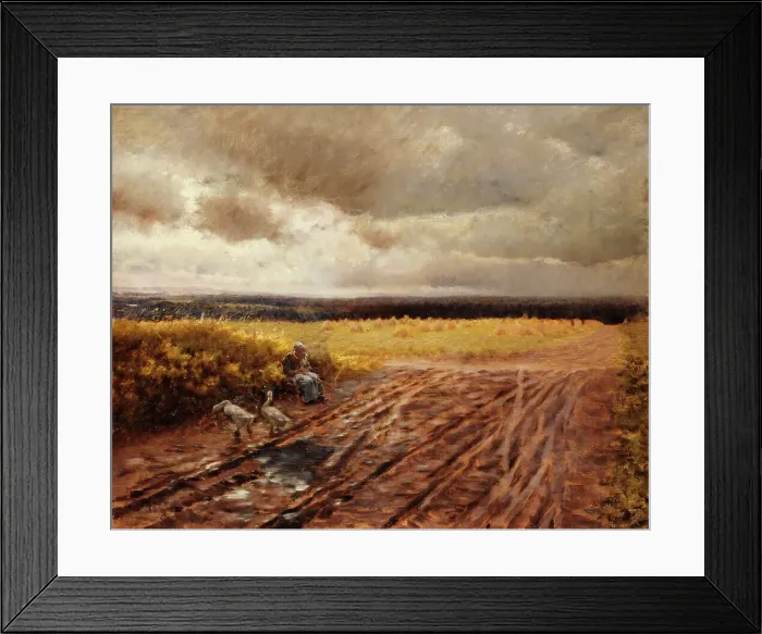Framed Print : The goose girl, 1884. Creator: Giuseppe de Nittis Framed Print : The goose girl, 1884. Creator: Giuseppe de Nittis