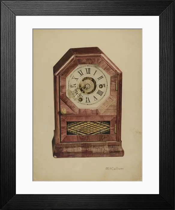 Framed Print : Seth Thomas Clock (?), c. 1940. Creator: J. Herman McCollum Framed Print : Seth Thomas Clock (?), c. 1940. Creator: J. Herman McCollum