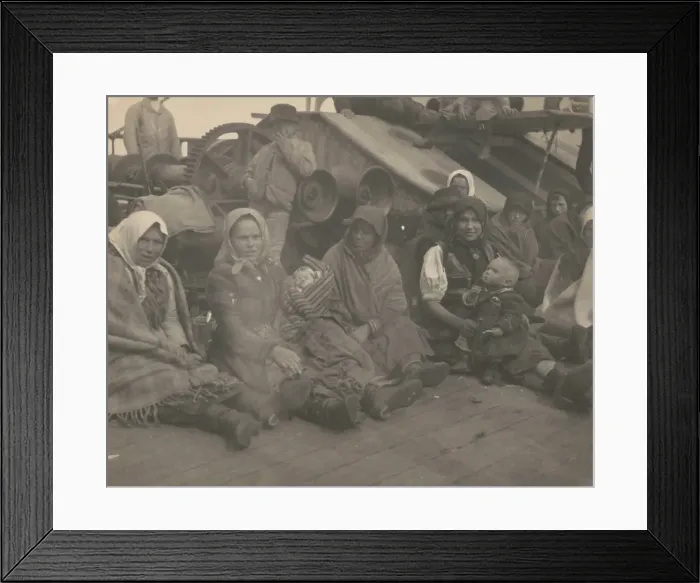 Framed Print : Group of emigrants (women and children) from eastern Europe on deck of the S.S. Amsterdam, 1899. Creator: Frances Benjamin Johnston Framed Print : Group of emigrants (women and children) from eastern Europe on deck of the S.S. Amsterdam, 1899. Creator: Frances Benjamin Johnston