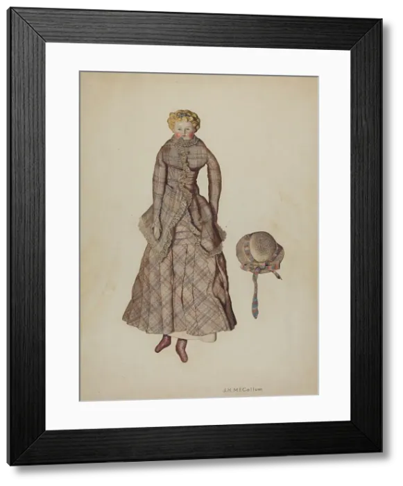 Framed Print : Doll with China Head, c. 1941. Creator: J. Herman McCollum Framed Print : Doll with China Head, c. 1941. Creator: J. Herman McCollum