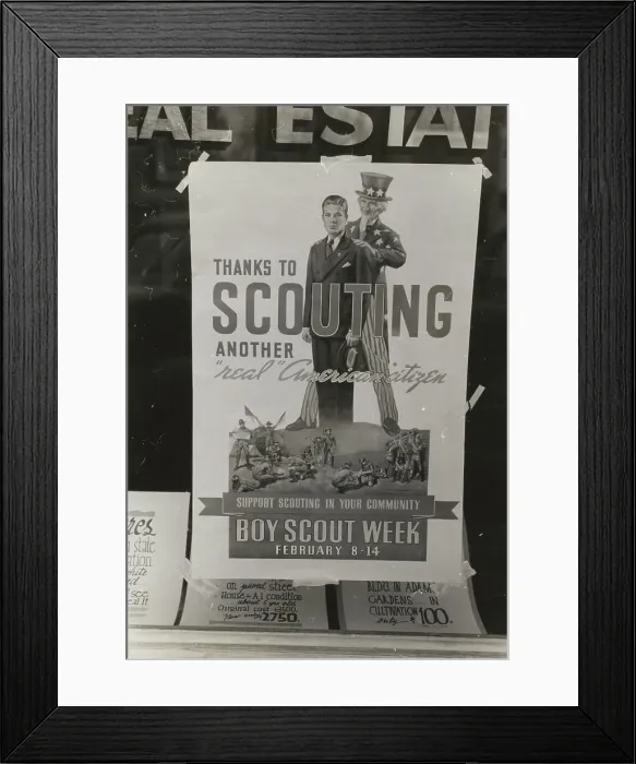 Framed Print : Poster in real estate window, Harlingen, Texas, 1939-02. Creator: Russell Lee Framed Print : Poster in real estate window, Harlingen, Texas, 1939-02. Creator: Russell Lee