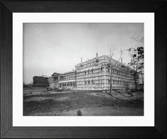 Framed Print : Exterior of Woman's Building, while under construction, at World's Fair, Chicago, Illinois, 1892. Creator: Frances Benjamin Johnston Framed Print : Exterior of Woman's Building, while under construction, at World's Fair, Chicago, Illinois, 1892. Creator: Frances Benjamin Johnston