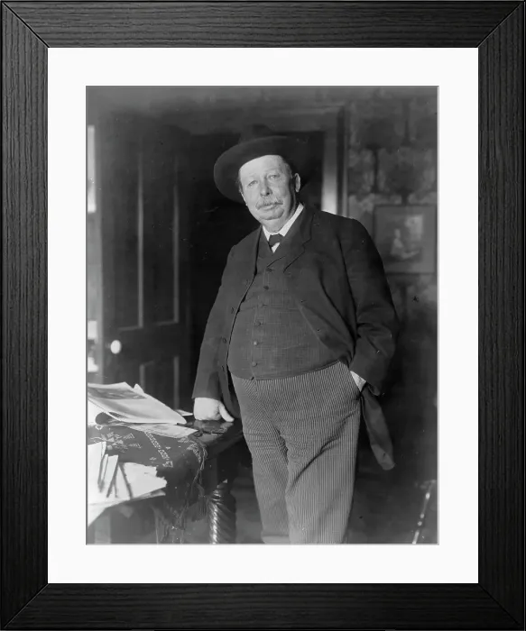 Framed Print : Joel Chandler Harris, three-quarter-length portrait, standing, facing slightly left, c1890 and 1910. Creator: Frances Benjamin Johnston Framed Print : Joel Chandler Harris, three-quarter-length portrait, standing, facing slightly left, c1890 and 1910. Creator: Frances Benjamin Johnston