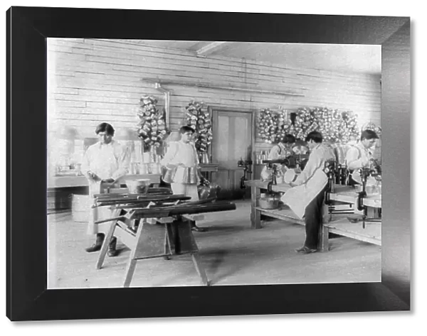 Five boys making tin utensils, Carlisle Indian School, Carlisle, Pennsylvania, 1901. Creator: Frances Benjamin Johnston