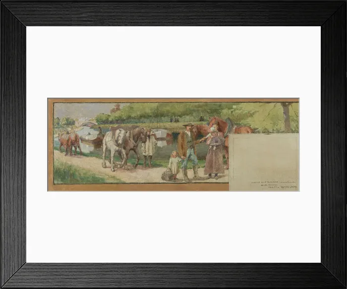 Framed Print : Sketch for the town hall in Saint-Maurice: Landscape. Banks of the Marne... between 1890 and 1892. Creator: Edmond Debon