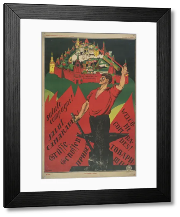 Framed Print : Long Live the Third International!, 1921. Creator: Dmitriy Stakhievich Moor Framed Print : Long Live the Third International!, 1921. Creator: Dmitriy Stakhievich Moor