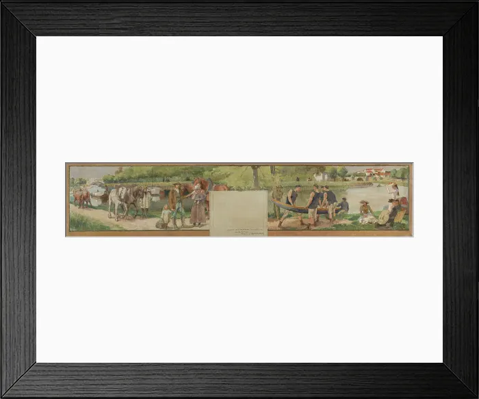 Framed Print : Sketch for the town hall in Saint-Maurice: Landscape. Banks of the Marne... between 1890 and 1892. Creator: Edmond Debon Framed Print : Sketch for the town hall in Saint-Maurice: Landscape. Banks of the Marne... between 1890 and 1892. Creator: Edmond Debon
